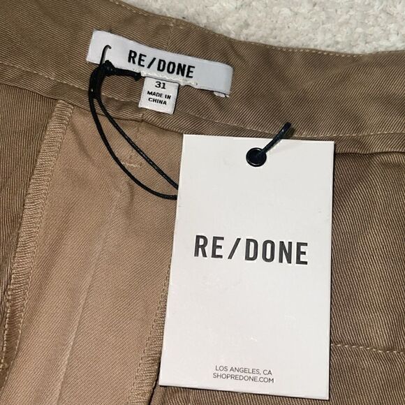 ReDone Pants womens size 31 washed khaki Y2K 90s wide leg cotton High rise New - Picture 9 of 13